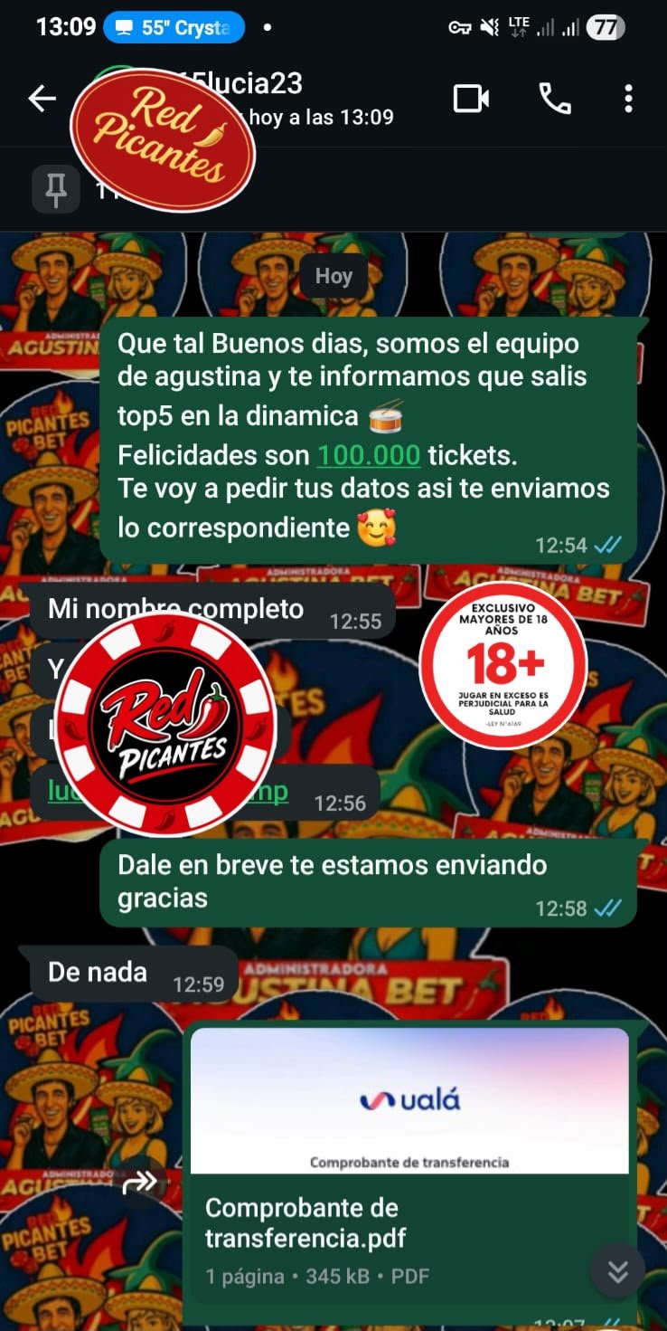 Comprobante del pago del 5° premio